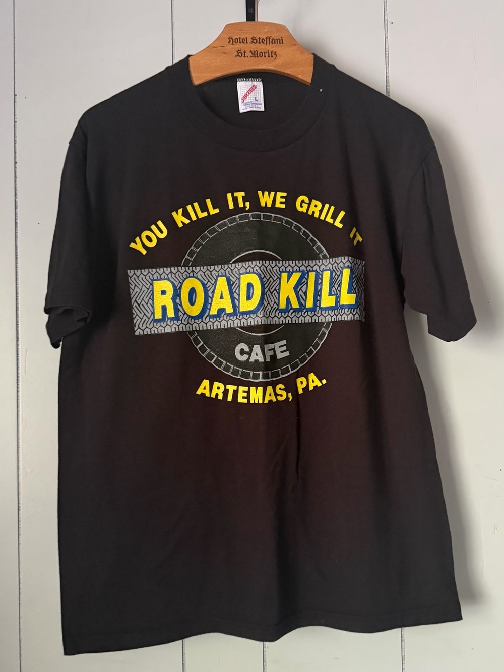 Vintage Single Stitch Roadkill Cafe Artemas PA Shirt Mens Adult Lg Made in USA